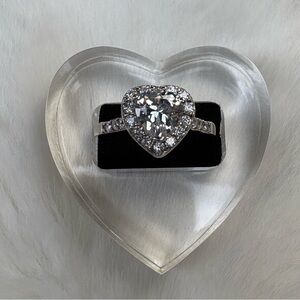 925 Sterling Silver Heart-Shaped Clear CZ Ring